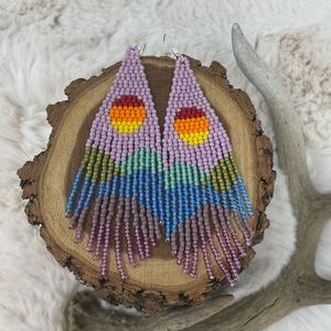 Beaded Fringe Sunset Earrings handmade